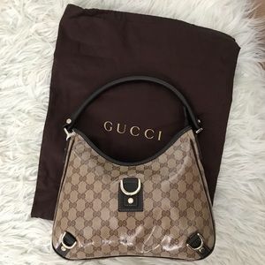 GUCCI Small Abbey Hobo Shoulder Bag Brown Monogram